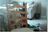 Teen on webcam, playing on her room