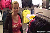 Cindy Dollar facial cumshot in shopping center