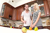 Blonde teen like anal sex in the kitchen