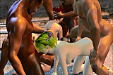 Back Alley 3D InterraciaL Gangbang and Some Furry Fucking