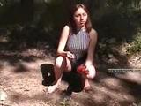 Piss: Redhead pees in woods