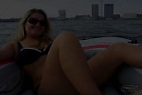 Amateur blonde masturbating on boat