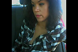 Brunette girl flash tits in car