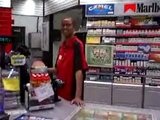 Black storeclerk girl gives blowjob to white guy