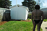 Chloe with new black bikini masturbate on her garden
